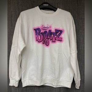 Rue21 ‘White Airbrush Bratz Logo Graphic Fleece Pullover’ Large (L)